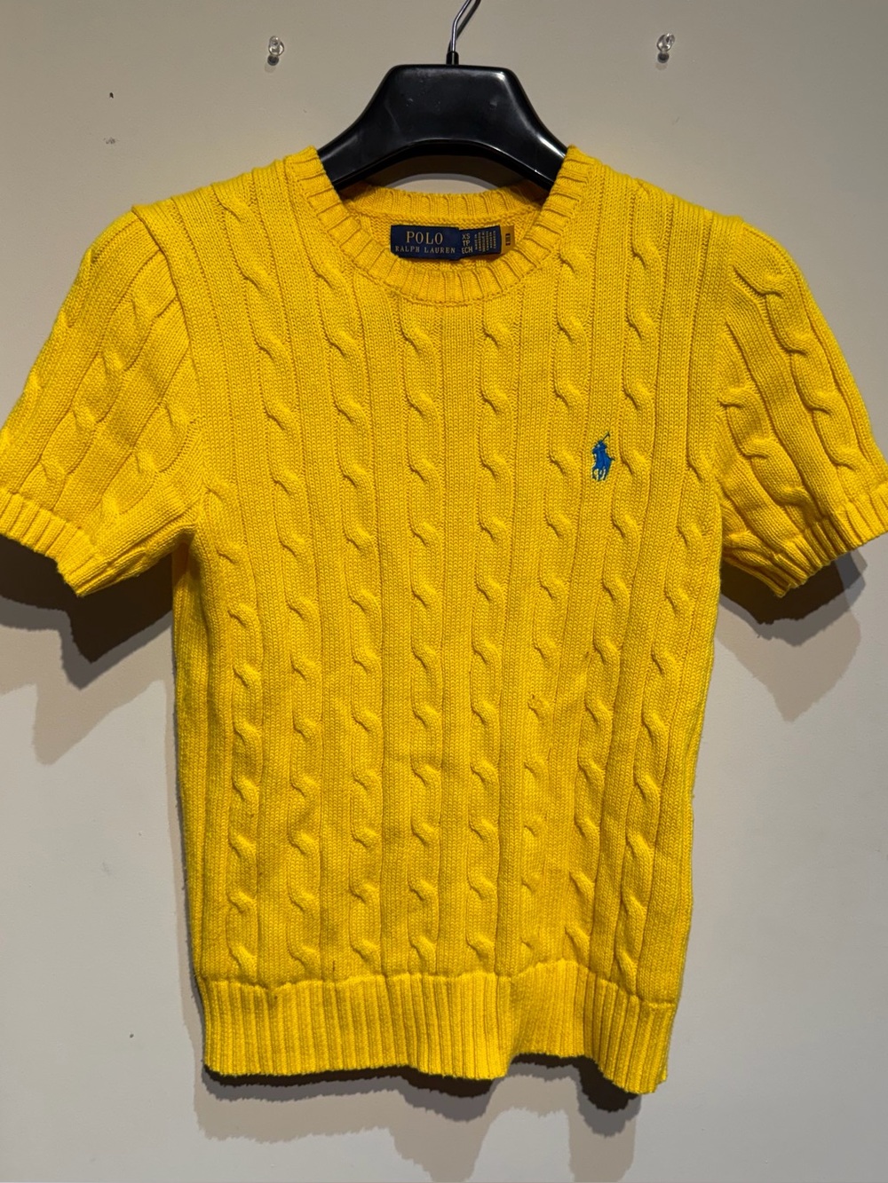 Polo by Ralph Lauren Women’s Yellow Cable-Knit Short Sleeve Sweater